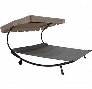 [Hot Item] Outdoor Courtyard Camping Swing Chair Umbrella Garden Lounger Double Sunshade 2 People Swing Bed Chair