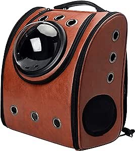 Your Cat Backpack Carrier Bag - Airline Approved Cat Carrier with Space Capsule Bubble for Small Cats, Kitten - Brown Premium Cat Carrier Backpack for Outdoor, Travel, Hiking, Pet Supplies