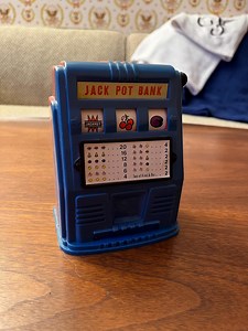 Vintage Blue & Red Plastic Slot Machine Jack Pot Piggy Coin Bank - Etsy