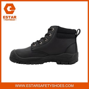 [Hot Item] Lace up Steel Toe Work Safety Shoes Black Industrial Safety Boots