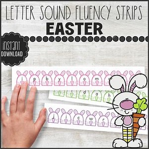 Easter Letter Sound Fluency Strips, Letter Name Practice, Literacy Center