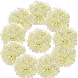 10PCS Artificial Hydrangea Flowers, Fake Hydrangea Silk Flowers Heads with Stems for Wedding Home Party Shop Baby Shower Decoration-Light Green