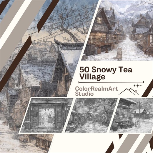 50 Snowy Tea Village Coloring Pages Bundle | Calm Winter Garden and Tea Village Scenes | Relaxing Zen Coloring Book for Kids & Adults (PDF) - Etsy Canada