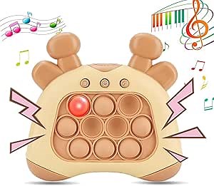 Quick Push Toy with Lights,Fast Push Bubble Game,Light Up Pop Sensory Fidget Game Toys for Kids and Adults, Birthday Christmas Choice for Boys Girls (Deer's Ear Brown)