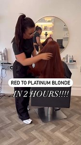 19K views · 116 reactions | RED to PLATINUM BLONDE in 2 HOURS.... is not possible!  What a transformation! 藍@adele_catherine_balayage -- #salonsdirect #salonmemes #relatablememe #hairsalonmeme #hairstylistmeme #hairstylist #hairsalon #hairtips #platinumblonde | Salons Direct | Facebook