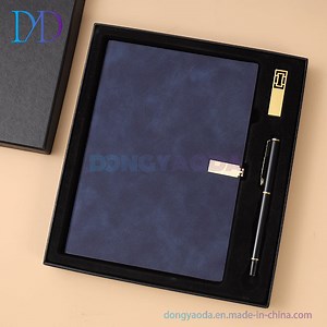 [Hot Item] Business Notebook Set Tri-Fold Suede Notepad Set Book Can Be Printed Logo