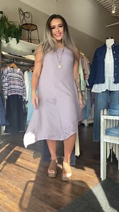 Gorgeous linen dress 🌴🌺 this stunning midi dress has the most beautiful fabrication and lace detail!! The asymmetric hem is so figure flattering 💃🏻🌴 perfect with a denim jacket 🥰🤩 | Mainstream Boutique of Stillwater, MN