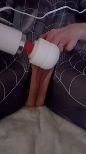 Rubbing my big clit with my wand