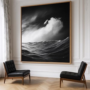 Black and White Ocean Canvas Print – Minimalist Monochrome Sea Wall Art – Modern Nautical Photography for Sophisticated Interiors - Etsy