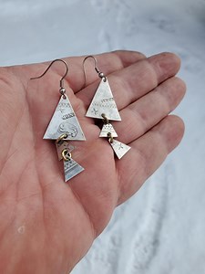Sterling Silver Triangles 2 Drop Earrings - Etsy
