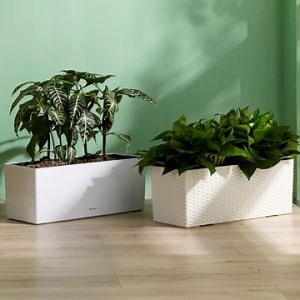 [Hot Item] Balcón de barandilla maceta de plástico de ratán autorriego caja de ventana jardinera rectangular