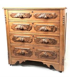 Antique Walnut Chest of Drawers, Carved Wood Acorn and Leaf Drawer Handles, Solid Wood Furniture, 1800s Furniture, Farmhouse Decor - Etsy