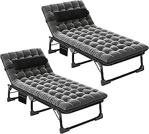 Amazon.com: ZZYYQ 2PK Chaise Folding Chaise Lounge Chair 5-Position, Folding Cot, Heavy Duty Patio Chaise Lounges for Outside, Poolside, Beach, Lawn, Camping : Patio, Lawn & Garden