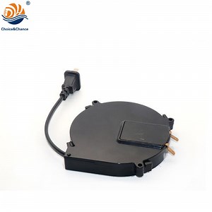 [Hot Item] Customized Mini Anti-Fire Plastic 2m Spring Tension Retractable Power Cable Retractor