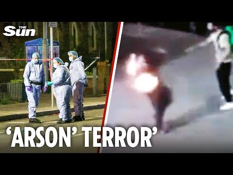 Horror moment huge blast rips through restaurant with man fleeing on FIRE as cops launch arson probe