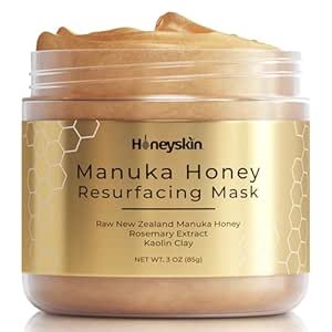 Honeyskin Bentonite Clay Face Mask with Manuka Honey - Gentle Face Exfoliator - Hydrating Facial Mask for Acne Prone and Dry Skin - Face Mask Skin Care w/Pore Minimizer and Deep Cleanser (3oz)