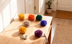 Handmade Faux Fur Pom Pom Keychain, Vibrant Bag Accessory - Etsy Canada