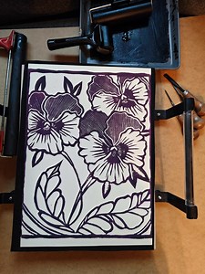 Linocut Magenta Flowers A3 - Etsy