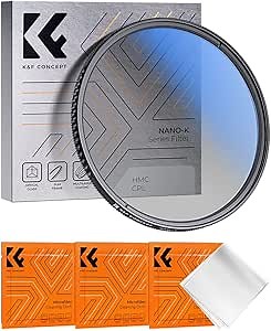 K&F CONCEPT 49mm Circular Polarizer Optical Glass Lens Filter Ultra-Slim 18 Multi-Layer Coatings Circular Polarizing Filters for Camera Lens (K Series)