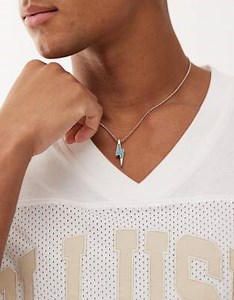 Classics 77 lightning bolt pendant chain necklace in blue and silver | ASOS