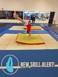 Kendra from the gold class doing a wonderful job getting her standing backhandspring on the trampoline! Awesome job and keep up the hard work. You can learn more about hangtime at www.hangtimetnt.com | Hangtime TNT Gymnastics | Facebook
