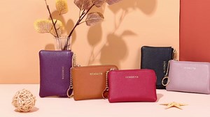 SENDEFN Mini Coin Purse Soft Leather Small Coin Pouch Purses Women Zipper Pocket with Key Ring