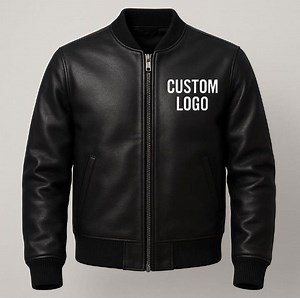 Custom Leather Bomber Jacket Logo Black Genuine Cowhide Motorcycle Jacket - Etsy Canada