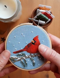 Winter Cardinal Embroidery Pattern: DIY Christmas Ornament (PDF Download) - Etsy