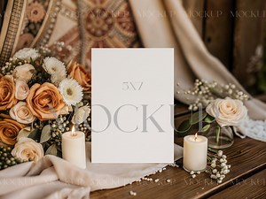 Floral Invitation Mockup, Fall Wedding Card Mockup, Birthday 5x7 Card Mockup, Bridal Shower Invite Mockup, Blank Greeting Card Mockup PSD - Etsy Australia