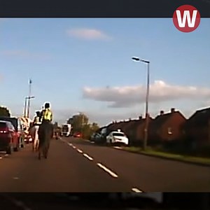 This is the incredible moment a teen horse rider was left 'millimeters from death' after a lorry driver hurtled past at 40mph and spooked the animal - and didn't even bother stopping. https://bit.ly/3Vk3wq1 Credit: Kennedy Media | WalesOnline