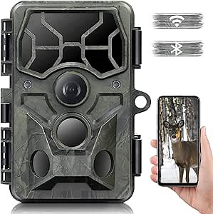 WiFi Trail Camera 4K 30MP, Wildlife Hunting Camera with Night Vision IP66 Waterproof 3 PIR Motion Activated Game Camera