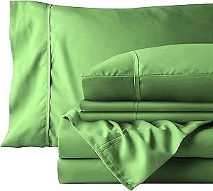 Stony Edge 300 Thread Count Bed Sheets for King Size Bed | Mint Green, 4 Pcs King Size Bed Sheets Set | 100% Cotton | Extra Long Staple Yarns | Sateen Weave Bed Sheets & Pillowcases