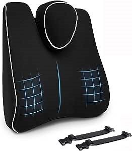 Tusscle Lumbar Support Pillow for Office Chair - Ergonomic Back Support to Improve Sitting Posture - Memory Foam Back Cushion for for Upper & Lower Back Pain Relief