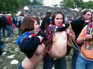 Crazy chicks flashing their tits