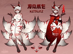 Zorro Kitsune Yokai japonés adoptable, Fursona peluda, Adoptar, Personaje original, OC, demonio canino antropomorfo, maldad sexy, colores oscuros, PNG y PSD - Etsy España