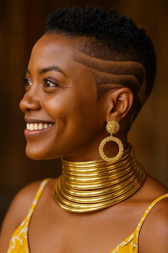 Curly Taper Fade with Wave Design ✨ #taperfade #hairdesign | Haircuts for Women