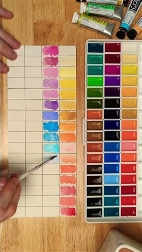 Making a swatch card with my Chromatek 48 watercolor paint set. #art #paint #painting