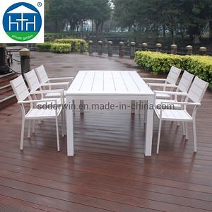 [Hot Item] Modern Outdoor Dining Set Garden Plastic Wood Patio Rattan Wicker Dining Set