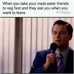 I'm not fuckin leaving!!! 󾌴󾌴󾌴 . #416vegan #vegan #veganmeme #vegfest | Vegan Memes