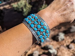 Handcrafted Navajo Turquoise Bracelet Genuine Sterling Silver Jewelry Sz 7.25*** - Etsy