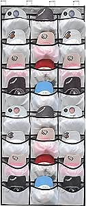 Hat Racks for Baseball Caps, Baseball Hat Organizer, 24 Deep Pocket Hat Storage & Ballcap Display Holder, Hat Holder with 4 Door Hooks