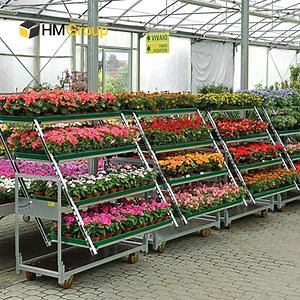 [Hot Item] PP Shelves Plant Farmers Market Greenhouse Garden Nursery Display Trolley