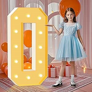 4FT Marquee Light Up Letters, Warm White Light Up Letters O, Large Marquee Letter for Party Decorations, Love Light Up Letter, One Sign for First Birthday Wedding Holiday Decor