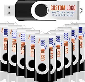 [100pcs] Custom Logo USB Flash Drive 4GB 100 Pack JBOS Bulk Personalized USB Drives with Your Logo Customized Promotional Thumb Drives with Brand Name/Site Address/Contact info - Black