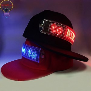 [Hot Item] LED Novel Intelligent Billboard Hat Light-Emitting Display Hat Mobile Phone Bluetooth Input Edit Text Patterns Support Language Change LED Display Content LED
