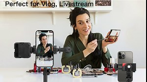 Sanchamy Camera Hot Shoe Phone Holder W Cold Shoe Mount 360 Rotation Phone Tripod Mount Adapter for Camera Ring Light Microphone Universal Phone Clamp for Vlogging Live Stream Photography and More