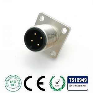 [Hot Item] M12 Female/Male 4-Pin Square Flange PCB Socket & Plug