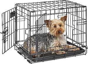 MidWest Homes for Pets 18-Inch Two-Door iCrate Folding Dog Crate with Divider Panel, Leak-Proof Tray & Secure Latches – Metal Wire Kennel for Tiny Breeds – Portable, Durable & Easy to Assemble