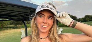 Golfer Grace Charis Lets Her Skirt Fly Up During Slow-Mo Swing