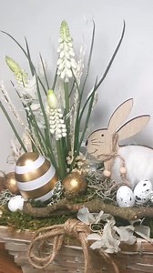 Composition florale de Pâques, fleurs séchées, décoration de Pâques, panier de Pâques, arrangement floral, lapin de Pâques - Etsy France